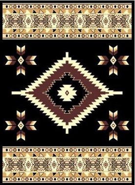 5 X 8 TAJ SOUTHWESTERN 2 BLACK RUG