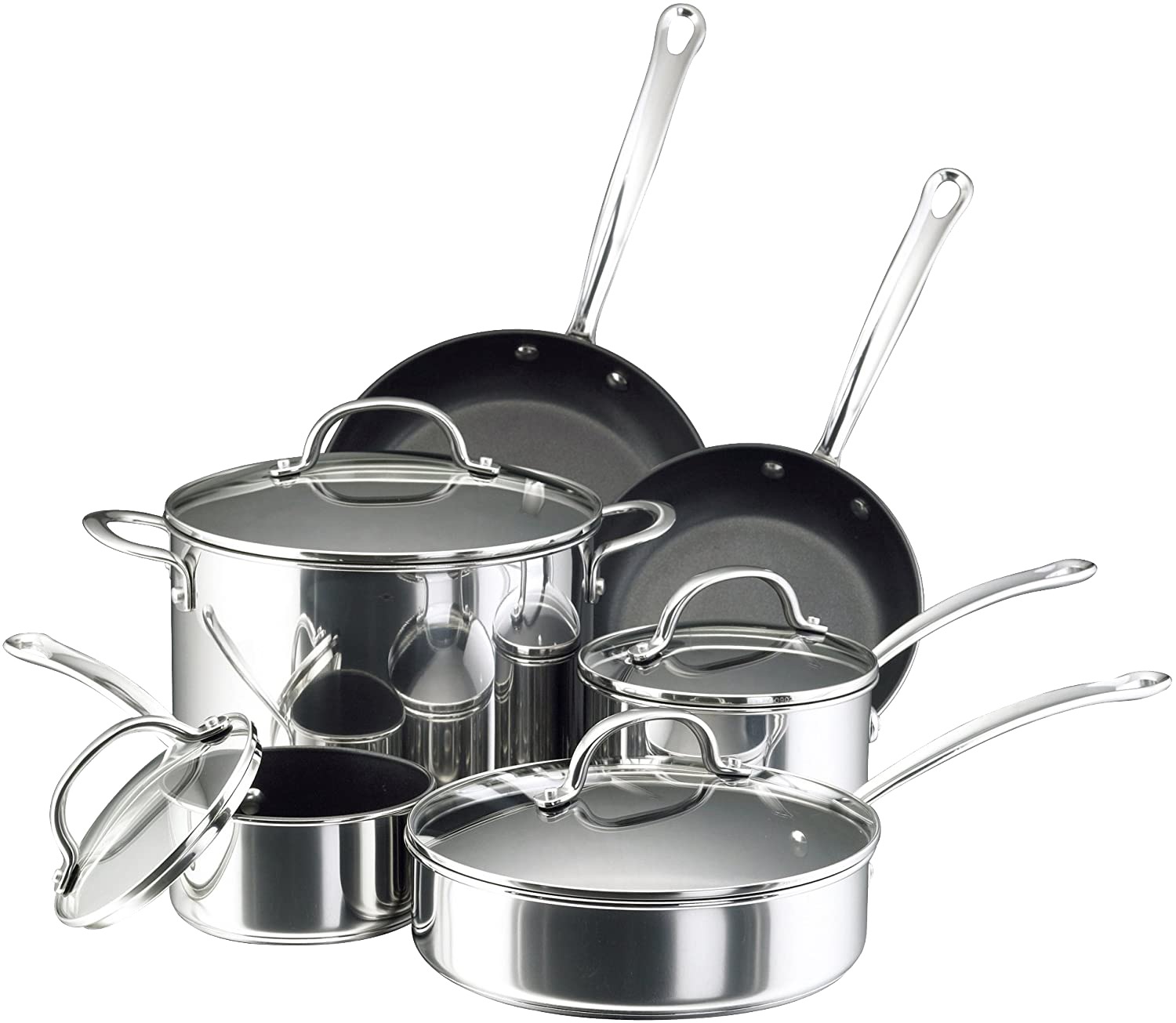 STAINLESS STEEL 10-PIECE COOKWARE S...