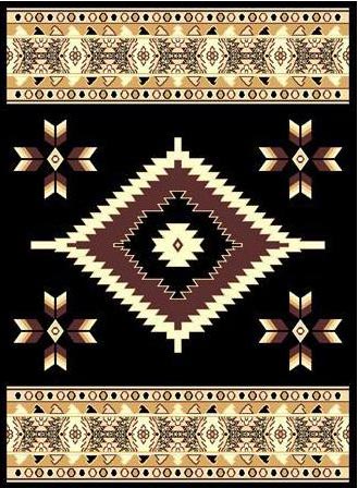 5 X 8 TAJ SOUTHWESTERN 2 BLACK RUG